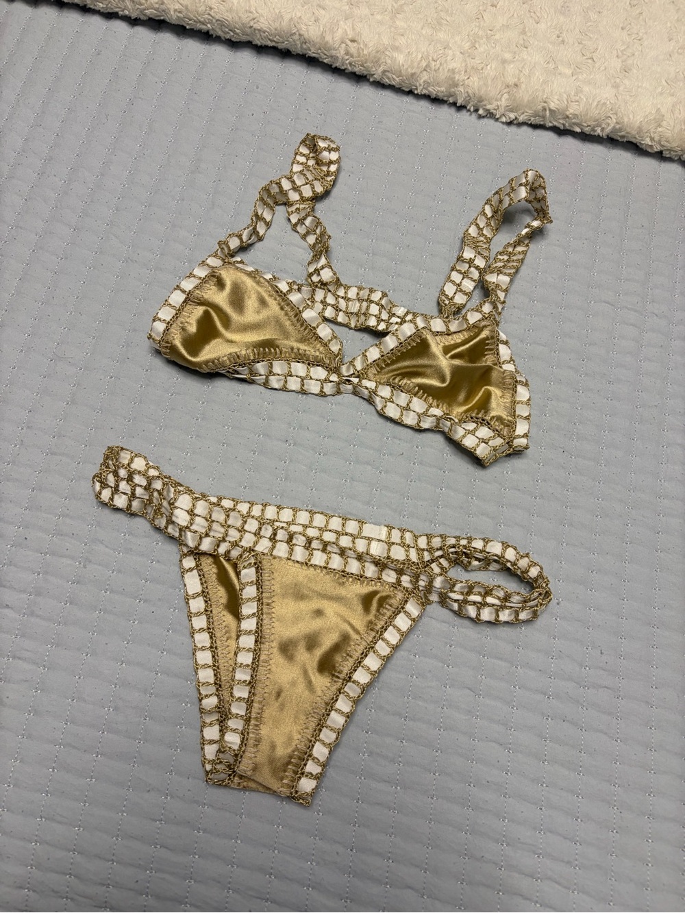 Gold & White Two-Piece Bathing Suit
